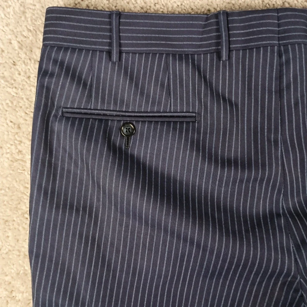 CORNELIANI Mantua Suit Super 130's 42R 36W Virgin Wool Navy Blue Pinstripe - Picture 16 of 16